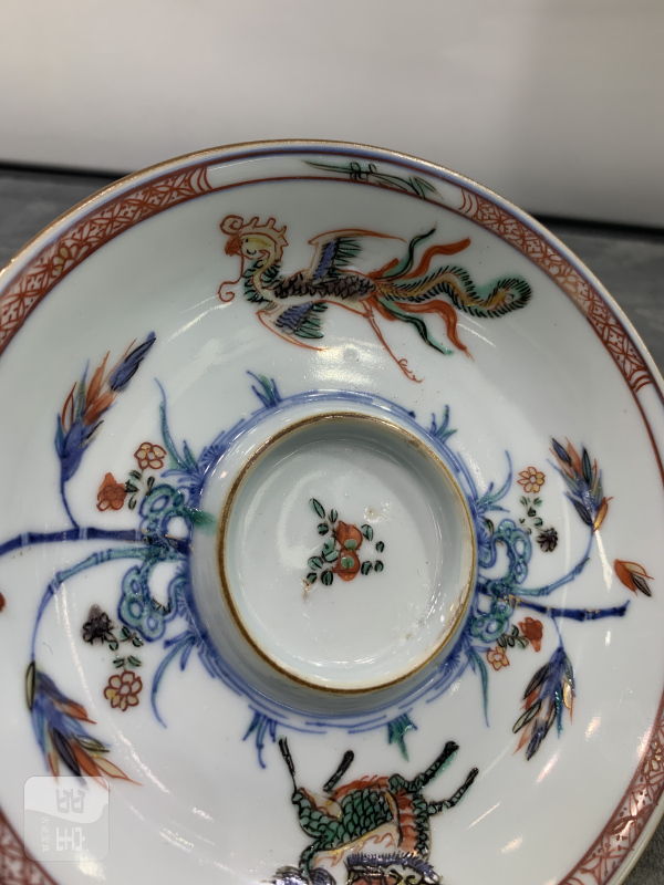 清康熙斗彩麒麟引凤纹杯盏一套 - 图11